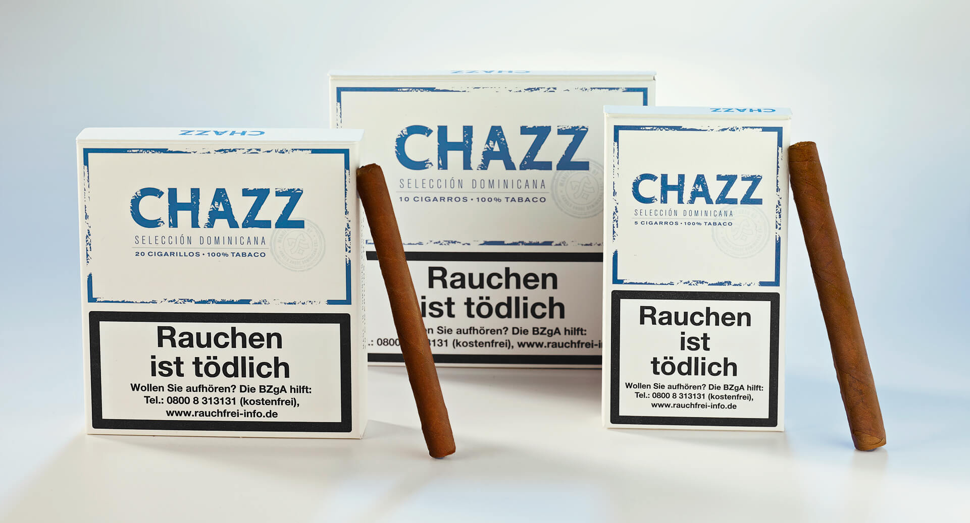 CHAZZ Zigarillos Verpackungen - so sehen die CHAZZ Zigarillos aus